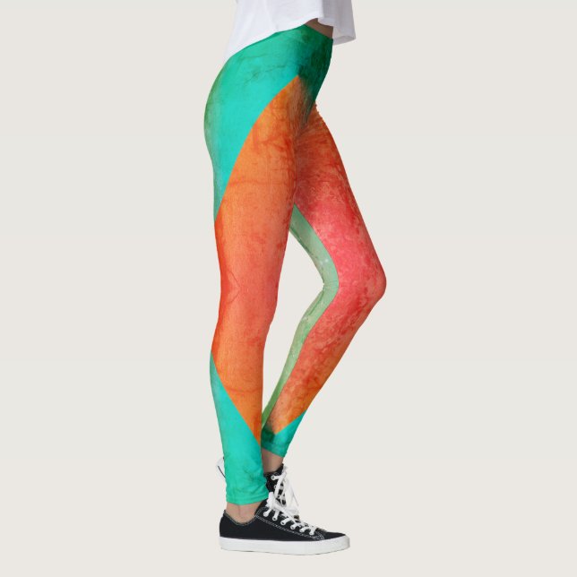 Leggings Pastel Pale Turquoise Coral Resumen Arte (Derecha)