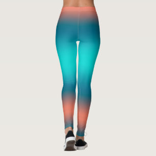 Leggings Pastel Pale Turquoise Coral Resumen Arte