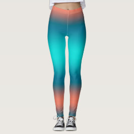 Leggings Pastel Pale Turquoise Coral Resumen Arte