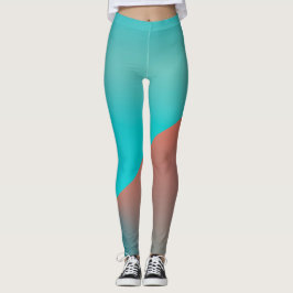 Leggings Pastel Pale Turquoise Coral Resumen Arte
