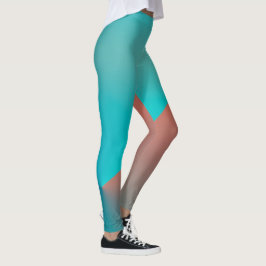 Leggings Pastel Pale Turquoise Coral Resumen Arte