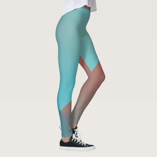 Leggings Pastel Pale Turquoise Coral Resumen Arte (Derecha)