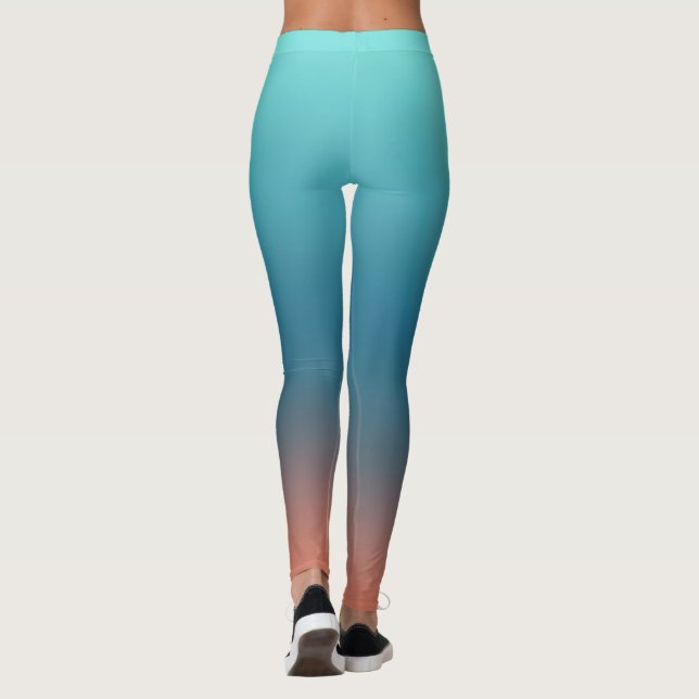 Leggings Pastel Pale Turquoise Coral Resumen Leyendas de Ar (Reverso)