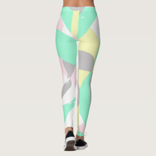 Leggings Pastel pálido Resumen Arte Gris Amarillo Rosa Blan