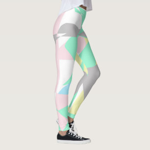 Leggings Pastel pálido Resumen Arte Gris Amarillo Rosa Blan