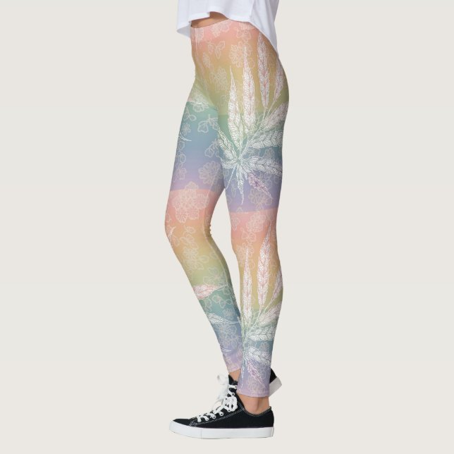 Leggings Pastel personalizado Arcoiris Asanoha delicada hoj (Izquierda)