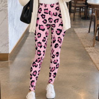 Leggings Pastel Pink Black Leopard Print