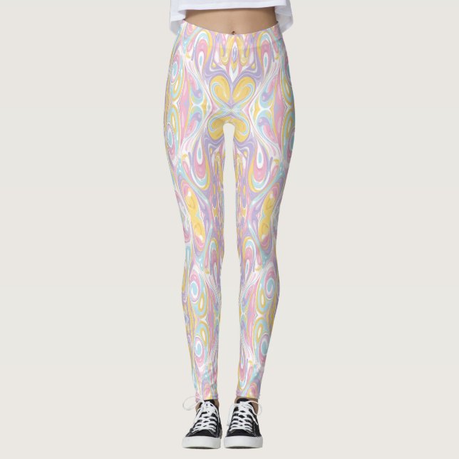 Leggings Pastel Psychedelic Pattern | Groovy Liquid Marble  (Anverso)