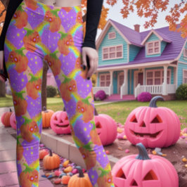 Leggings Pastel Pumpkins Lilac