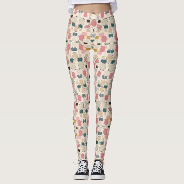 Leggings Pastel Retro Pattern | Abstract Pebble & Pod (Anverso)