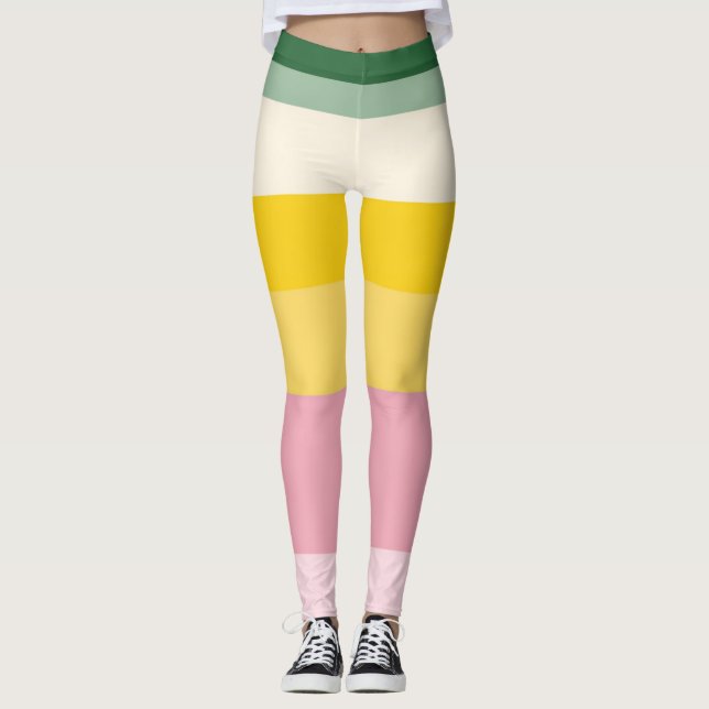 Leggings Pastel Retro Pattern | Color Block (Anverso)