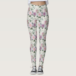 Leggings Pastel Roses In Shades Of Lilac Mint And Blush