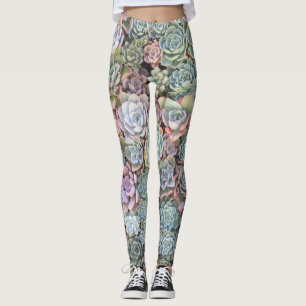 Leggings Pastel Suculento Jardín Echeveria
