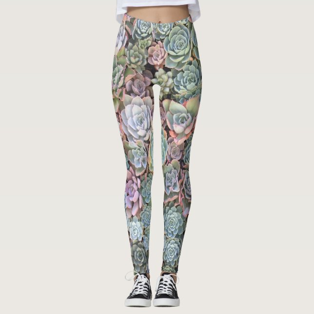 Leggings Pastel Suculento Jardín Echeveria (Anverso)