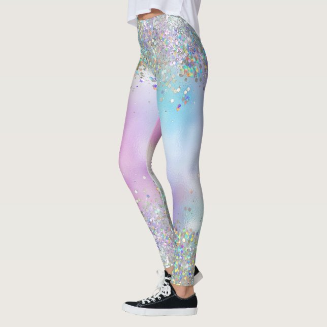 Leggings Pasteles del arcoiris del Purpurina holográfico (Izquierda)