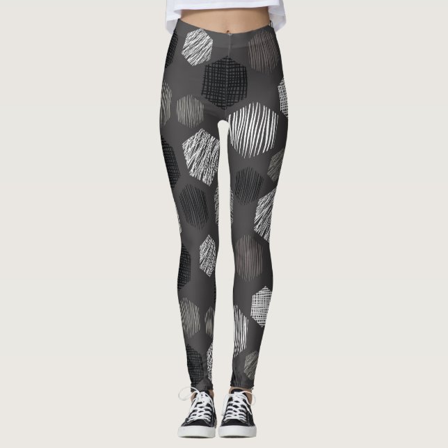 Leggings Pasteles Geométricos: Patrón texturado de época. (Anverso)