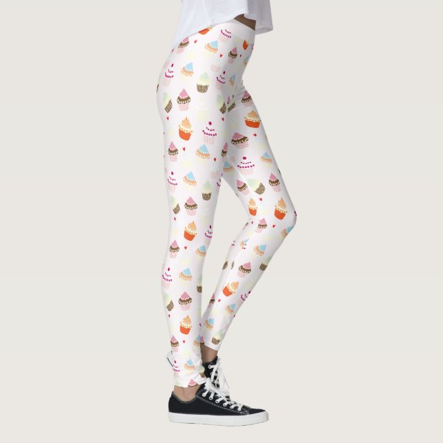 Leggings Pasteles retro finos Patrón de tarta de postre dul (Derecha)