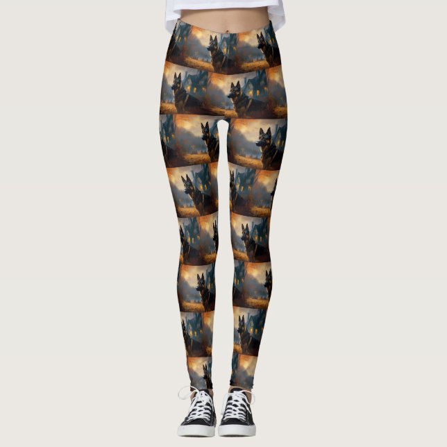 Leggings Pastor Alemán de Halloween Espantoso (Anverso)