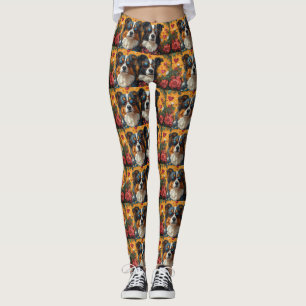 Leggings Pastor Australiano Corazones Rosas Día de San Vale