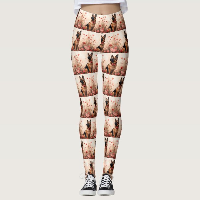 Leggings Pastor Belga con Rosas - Día de San Valentín (Anverso)