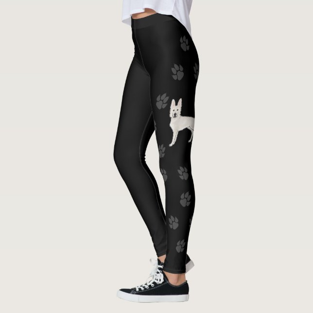 Leggings Pastor Suizo Blanco con patas grises (Izquierda)