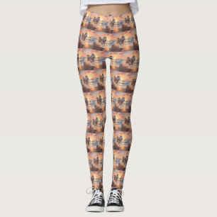 Leggings Patas arenosas Malamute alaskeño en puesta de sol