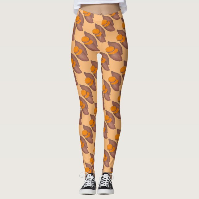 Leggings Patata dulce naranja Yam Cocinar Piernas de comida (Anverso)