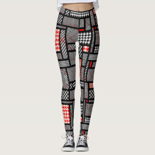 Leggings Patchwork Houndstoth