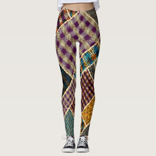 Leggings Patchwork indio: Imitación texturizada de lienzo.