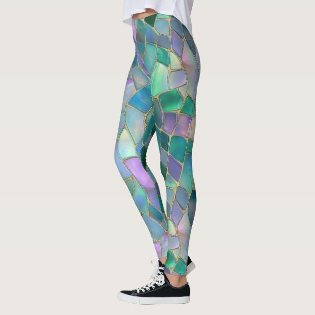 Leggings Patel colors stained glass mosaic pattern (Izquierda)