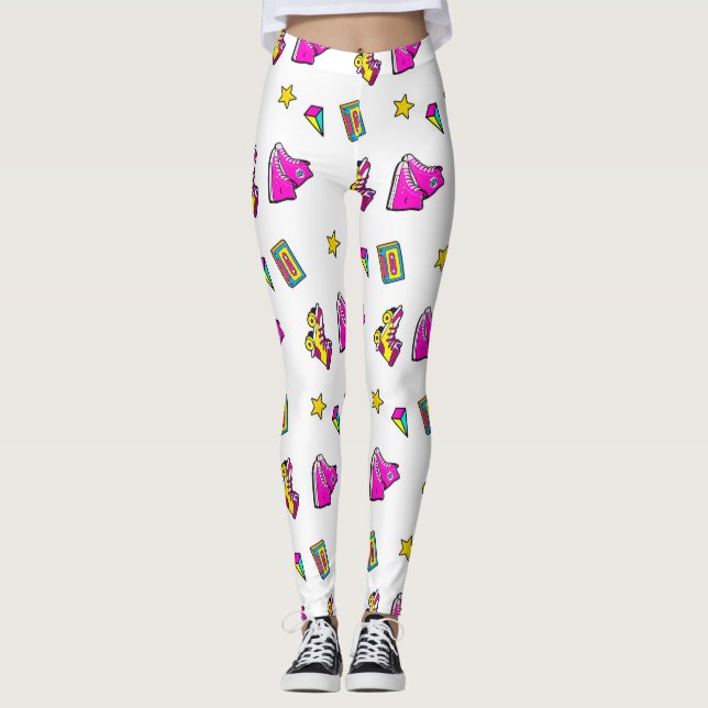 Leggings Patines rosa y blanco (Anverso)