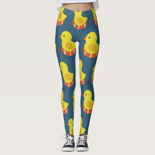 Leggings Pato de goma amarillo, lindo, sin costuras.