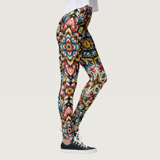 Leggings Patrimonio cultural diseño medalla africana de flo