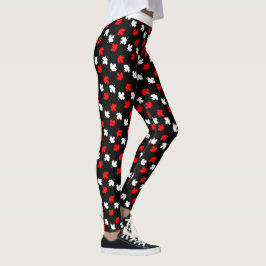 Leggings Patriota CANADIENSE de arce rojo y blanco en negro