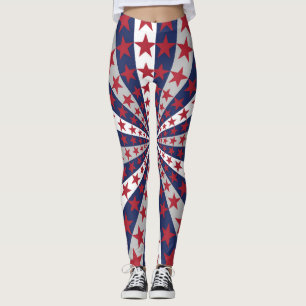 Leggings Patriotic Sunburst: Obra de arte de la bandera est