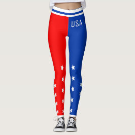 Leggings Patriotic USA Stars Red White and Blue
