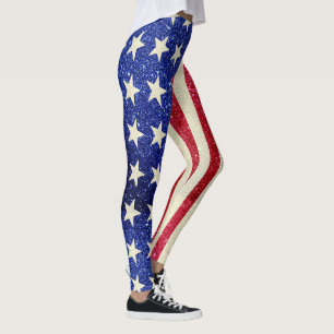 Leggings patrióticas de mujeres, Purpurina de la b