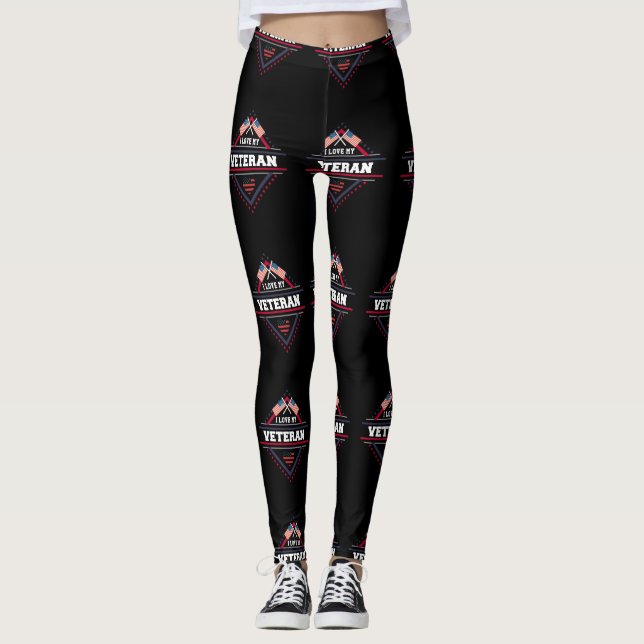 Leggings Patriótico, amo a mi veterano ejército (Anverso)