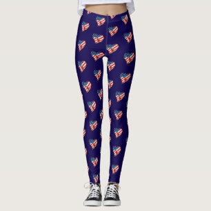 Leggings Patriótico del corazón de la bandera de los Estado