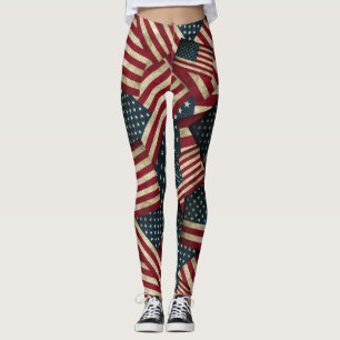 Leggings Patriótico del patrón de bandera estadounidense