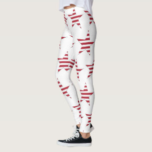 Leggings Patriótico del patrón de estrellas de rayas rojas 