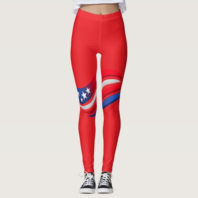 Leggings Patrióticos Rojo Blanco Azul – Estrellas  (Anverso)