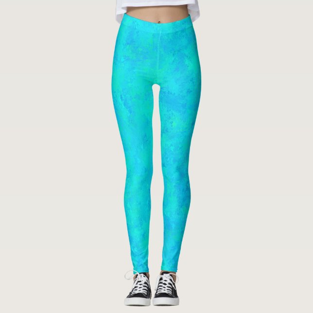 Leggings Patrón abstracto azul turquesa (Anverso)