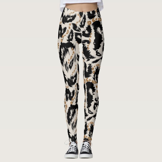 Leggings Patrón abstracto bohemio africano de leopardo (Anverso)