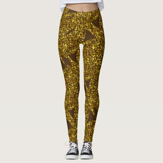 Leggings Patrón abstracto brillante dorado (Anverso)