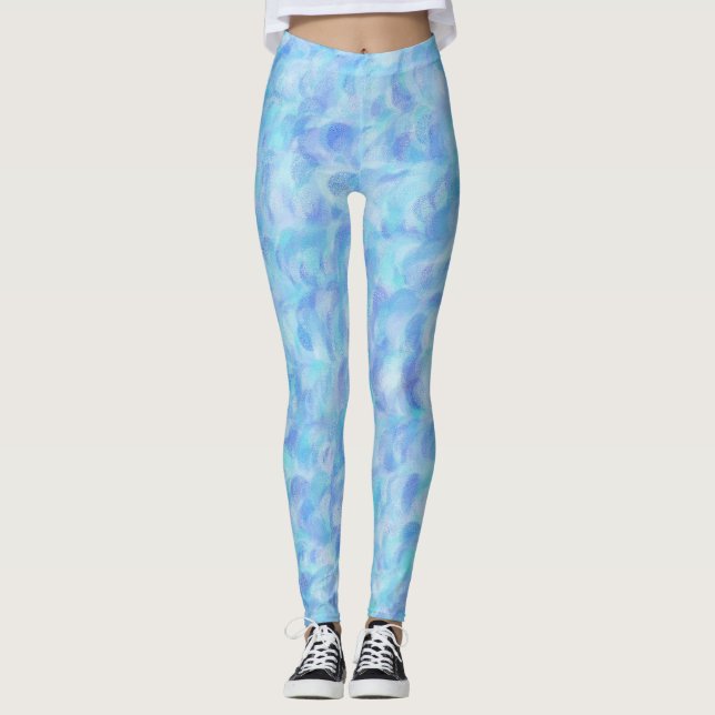 Leggings Patrón abstracto continuo de púrpura azul (Anverso)