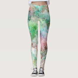 Leggings Patrón abstracto de acuarela de océano con grunge