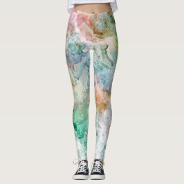 Leggings Patrón abstracto de acuarela de océano con textura