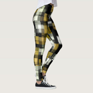 Leggings Patrón abstracto de blanco amarillo