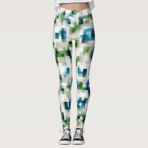 Leggings Patrón abstracto de color blanco gris verde azul